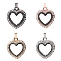 Zinc Alloy Floating Charm Pendant, with Glass, Heart, plated, Unisex & with rhinestone 