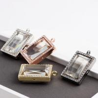 Zinc Alloy Floating Charm Pendant, with Crystal, Rectangle, plated, Unisex & faceted & with rhinestone 