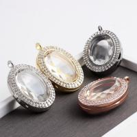 Zinc Alloy Floating Charm Pendant, with Crystal, Oval, plated, Unisex & faceted & with rhinestone 