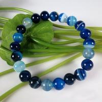 Lace Agate Bracelets, Round, Unisex sea blue Approx 16-17 cm 