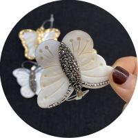 Rhinestone Shell Pendants, with Rhinestone Clay Pave & Brass, Butterfly, plated 