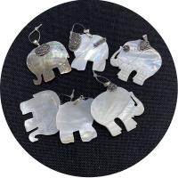 Rhinestone Shell Pendants, with Rhinestone Clay Pave & Brass, Elephant, silver color plated 