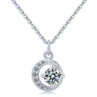 Cubic Zircon Micro Pave Brass Necklace, with 1.96inch extender chain, Moon, plated, oval chain & micro pave cubic zirconia & for woman 10mm Approx 15.7 Inch 
