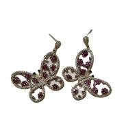 Cubic Zirconia Micro Pave Brass Earring, Butterfly, plated, micro pave cubic zirconia & for woman & hollow 