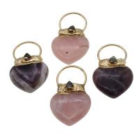Pendentifs pierres gemmes mixtes , laiton, avec pierre gemme, coeur, plus de couleurs à choisir, 10-35mm, Vendu par PC