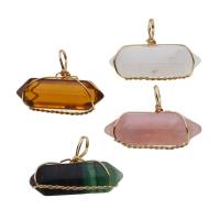 Pendentifs pierres gemmes mixtes , laiton, avec pierre gemme, plus de couleurs à choisir, 10-35mm, Vendu par PC