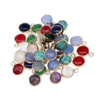 Pendentifs pierres gemmes mixtes , pierre gemme, avec laiton, Rond, plus de couleurs à choisir Vendu par PC