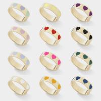 Enamel Zinc Alloy Finger Ring, Donut, gold color plated, with heart pattern & for woman 5.6mm 