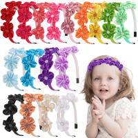 Children Hair Band, Plastic, with Satin & Rhinestone, Flower, cute & for children 