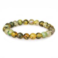 Dragon Veins Agate Bracelets, Round, vintage & Unisex & radiation protection, tea green, 8mm Approx 7.09 Inch 
