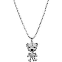 Titanium Steel Jewelry Necklace, with zinc alloy pendant, Tiger, Unisex & with rhinestone Approx 27.5 Inch 