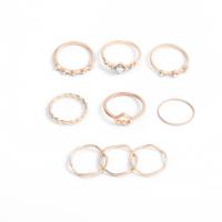 Zinc Alloy Ring Set, Donut, for woman & with rhinestone, golden, Approx 