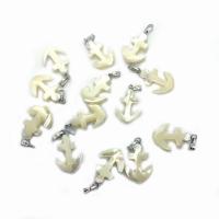 Trumpet Shell Pendant, Trochus Shell, with Zinc Alloy, Anchor, white 