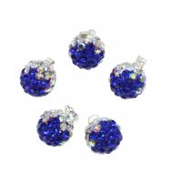 Rhinestone Clay Pave Pendants, with Iron, Round, mixed colors, 18mm 