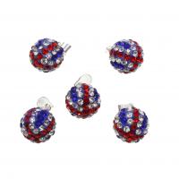 Rhinestone Clay Pave Pendants, with Iron, Round, mixed colors, 20mm 
