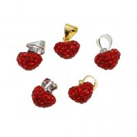 Rhinestone Clay Pave Pendants, with Iron, Heart 27mm 