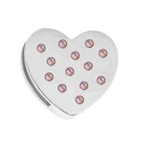 Stainless Steel Slide Charm, 316L Stainless Steel, Heart, plated, with rhinestone 12mm 