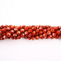Rote Jaspis Perle, Roter Jaspis, rund, poliert, Star Cut Faceted & DIY, rot, 8mm, Länge:14.96 ZollInch, verkauft von Strang[