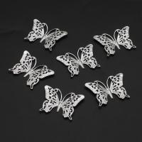 Iron Charm Connector, Butterfly, silver color 