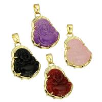 Resin Brass Pendants, with Resin, Buddha, gold color plated, fashion jewelry & DIY 