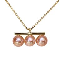 Natural Freshwater Pearl Necklace, with 18K Gold, for woman, pink, 8-15mm Approx 15.75 Inch 
