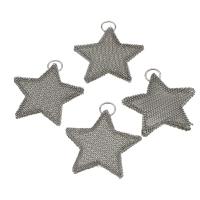 Iron Hollow Pendants, Star, silver color, 48mm 