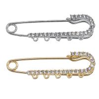Zinc Alloy Brooch Finding, Safety Pin, plated, with rhinestone Approx 
