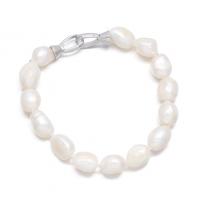 Pulseras de la perla, Perlas cultivadas de agua dulce, para mujer, Blanco, 9-10mm, longitud:aproximado 7.48 Inch, Vendido por UD