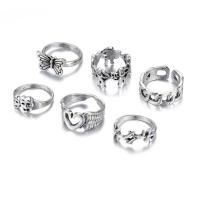 Zinc Alloy Ring Set, platinum color plated, 6 pieces & for woman, 20mm 