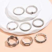 Zinc Alloy Ring Set, platinum color plated, 8 pieces & for woman & enamel, 17mm,17.5mm,18mm 