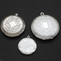 Zinc Alloy Locket Pendant, Round, silver color 