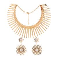 Fashion Zinc Alloy Jewelry Sets, earring & necklace, plated, 2 pieces & for woman 125mm 