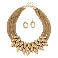 Fashion Zinc Alloy Jewelry Sets, earring & necklace, plated, 2 pieces & for woman 60mm Approx 21.2 Inch 