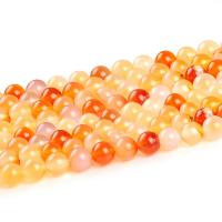 Natürliche gelbe Achat Perlen, Gelber Achat, rund, poliert, DIY & verschiedene Größen vorhanden, Länge:ca. 38-40 cm, verkauft von Strang