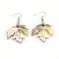 Black Shell Earring, with Brass, Maple Leaf, for woman 