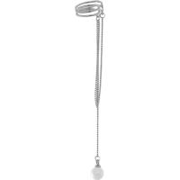 Ohrring-Manschette, Messing, mit Kunststoff Perlen, für Frau, Silberfarbe, 7x12mm,85mm, verkauft von PC