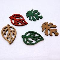 Dyed Wood Pendants, Leaf, DIY 30mm,35mm 