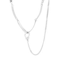 Titanium Steel Jewelry Necklace, Unisex, silver color cm 