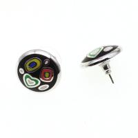 Iron Stud Earring, for woman & enamel, mixed colors, 18mm 