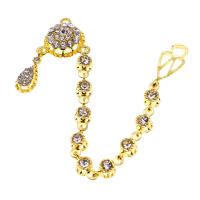 Iron Jewelry Chain, with rhinestone, golden, 38mm 
