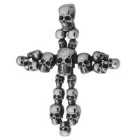 Stainless Steel Cross Pendants, 316 Stainless Steel, fashion jewelry & DIY & with skull pattern & Unisex & blacken, black Approx 6.5mm 