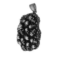 Stainless Steel Skull Pendant, 316 Stainless Steel, fashion jewelry & DIY & Unisex & blacken, black Approx 5mm 