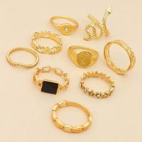 Rhinestone Zinc Alloy Jewelry Set, plated, nine pieces & for woman & with rhinestone US Ring 