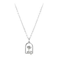 Sterling Silver Jewelry Necklace, 925 Sterling Silver, platinum color plated, for woman & with rhinestone & hollow Approx 15.74 Inch 