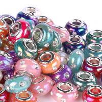 European Resin Beads, with Zinc Alloy, DIY & enamel & with rhinestone, mixed colors 