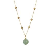 Natural Jade Necklace, 925 Sterling Silver, with Hetian Jade, gold color plated, for woman Approx 15.74 Inch 