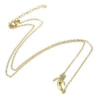 Cubic Zircon Micro Pave Brass Necklace, 304 Stainless Steel Chain, with Brass, Banana, Vacuum Ion Plating, micro pave cubic zirconia & for woman, golden Approx 20.5 Inch 