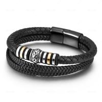 Leather Bracelet, titanium steel magnetic clasp, for man 23mm Approx 8.27 Inch 