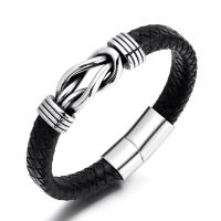 Cowhide Bracelet, titanium steel magnetic clasp, Unisex black Approx 8.07 Inch 