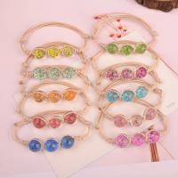 Acrylic Woven Ball Bracelets, with Dried Flower & Wax Cord, Round, Adjustable & for woman 12mm Approx 7.48 Inch 